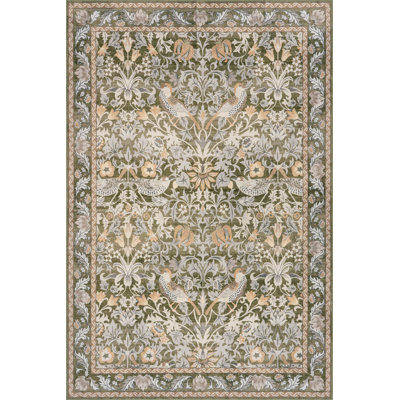 Audessa Floral & Paisley Washable Rug