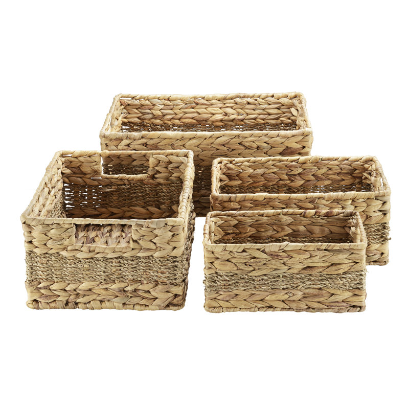 Ensemble de 4 paniers de rangement faits à la main en osier, élégants et peu encombrants