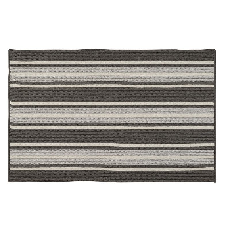Tapis gris tressé à la main Madalynn Stone, Rectangle 12 pi x 15 pi