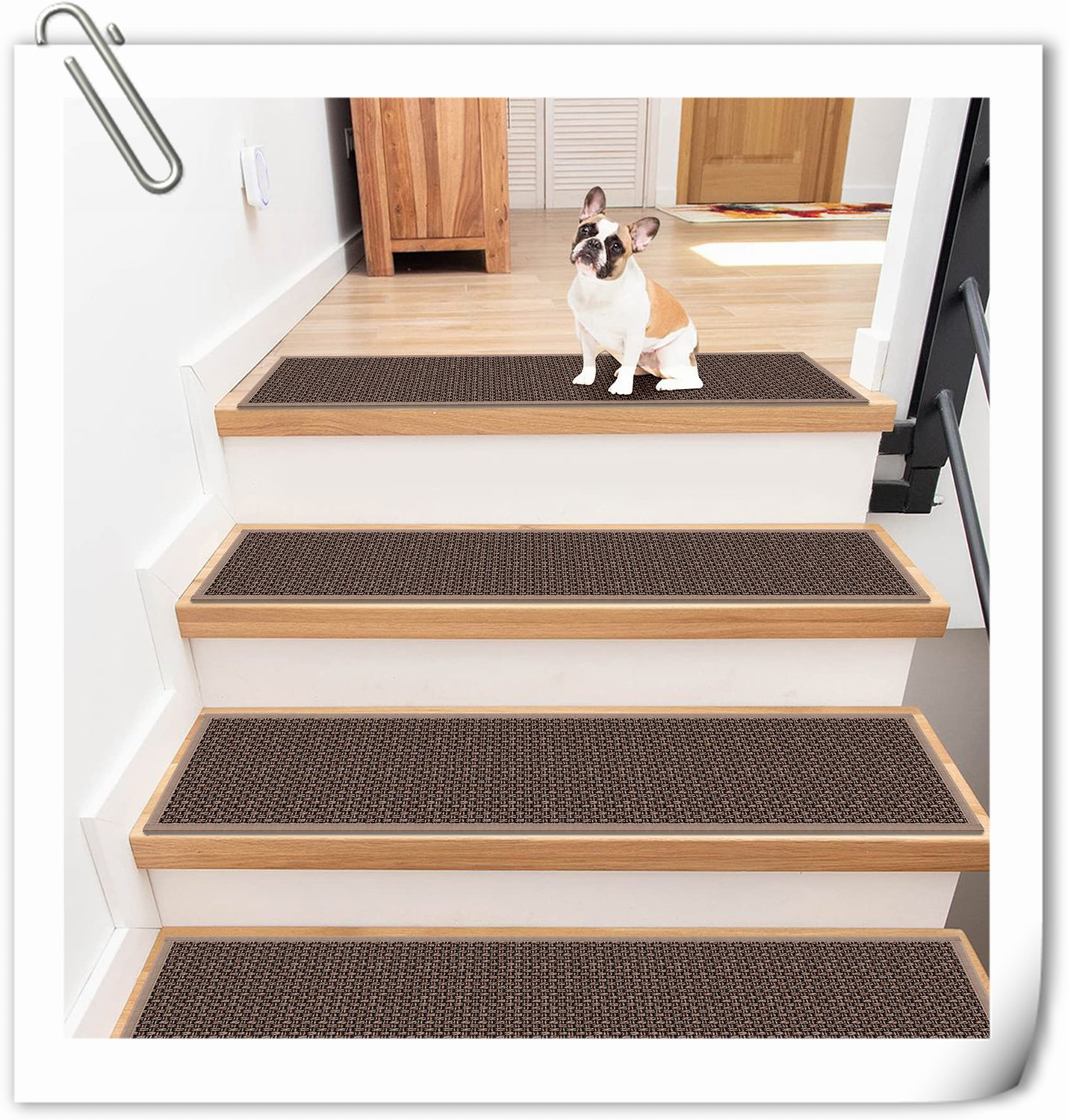 Latitude Run® Jute Stair Treads Non Slip For Wooden Steps Set Of 15, Easy Install Anti Slip Stair Mats Indoor, Stair Covers Step Pads, Skid Resistant No Adhesive Step Traction, 8"X30" & Reviews | Wayfair