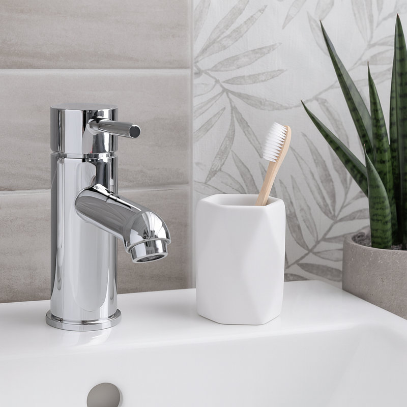 Porte-brosse à dents et verre Diamond, Blanc