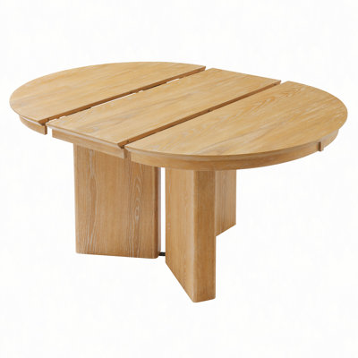 Oval Extendable Dining Table, Modern Farmhouse Kitchen Table with Pedestal Base and Adjustable Foot Pads for Dining Room, Kitchen
