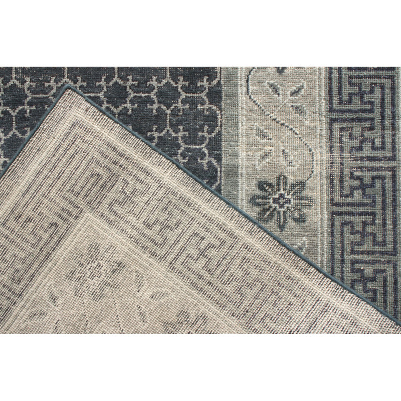 Distressed Homage Hand Knotted Wool Area Rug, Rectangle 5' x 8'