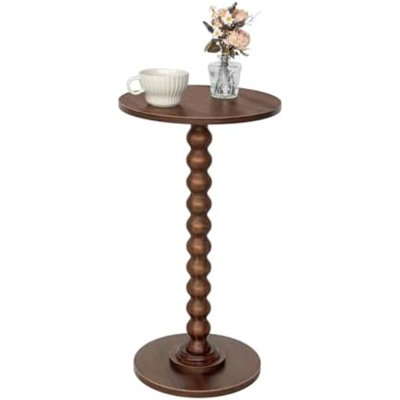 Petite table d'appoint ronde en noyer, idéale pour les petits espaces. Table basse moderne avec pattes en bois massif, parfaite pour le salon, la chambre, les coins et le bureau (brun noyer).