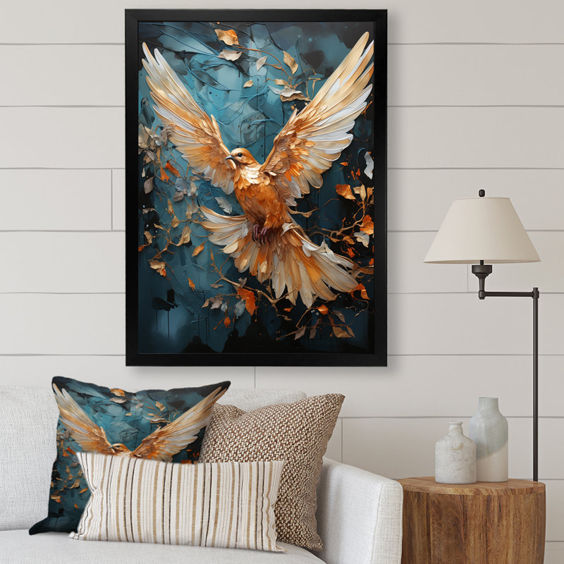 «Lovely Dove III» - art mural colombe, Cadre simple noir, H 20 po x l 12 po x P 1 po