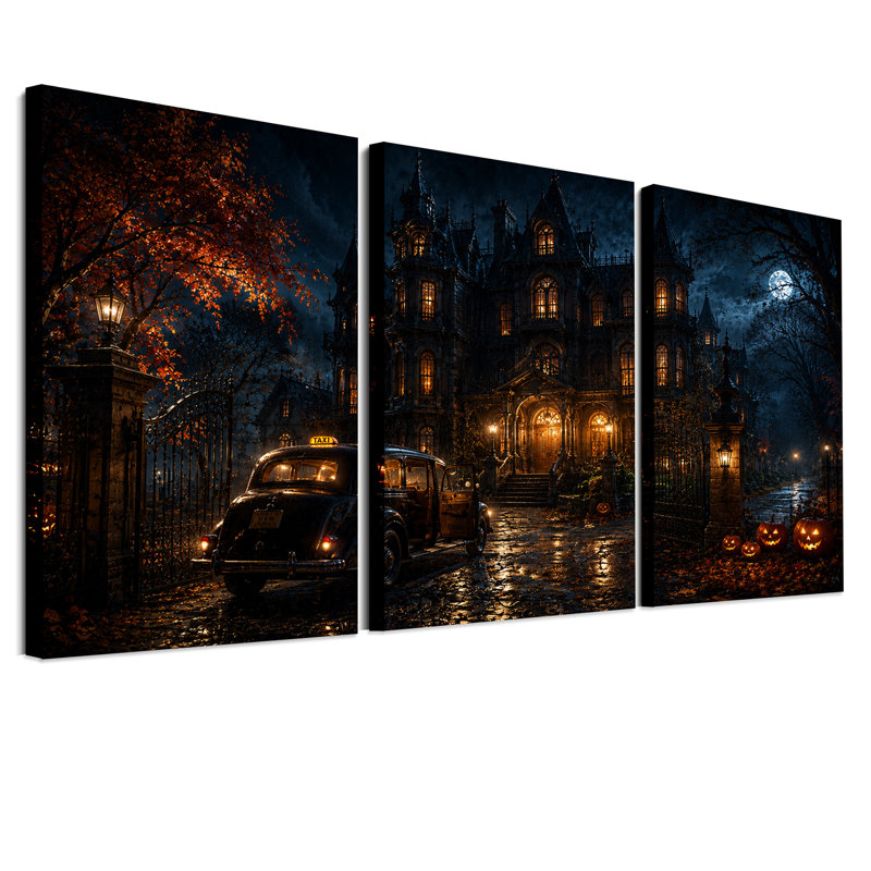 Ensemble de 3 toiles d'art gothiques, H 30 po x l 20 po x 3 pièces
