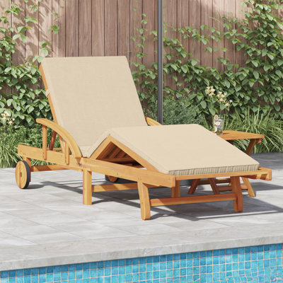 Sun Lounger Reclining Solid Acacia Wood Outdoor Seating Patio Chair