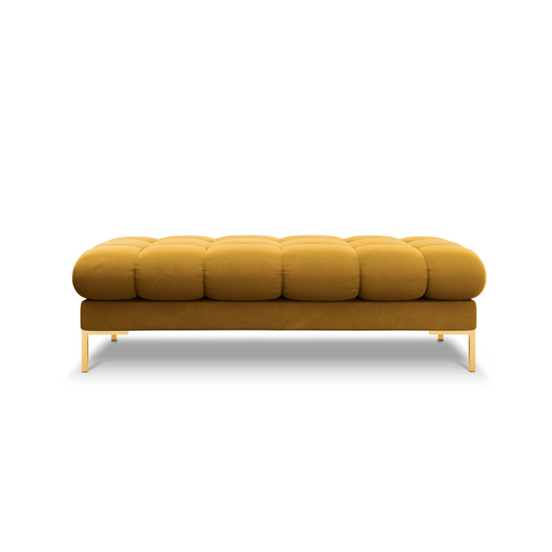Asbell Polyester Upholstered Bench, Yellow, Gold