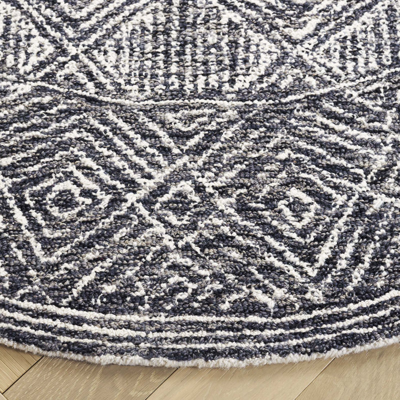 Kaitlee Hand Tufted Wool Pile Geometric Rug, Round 6'