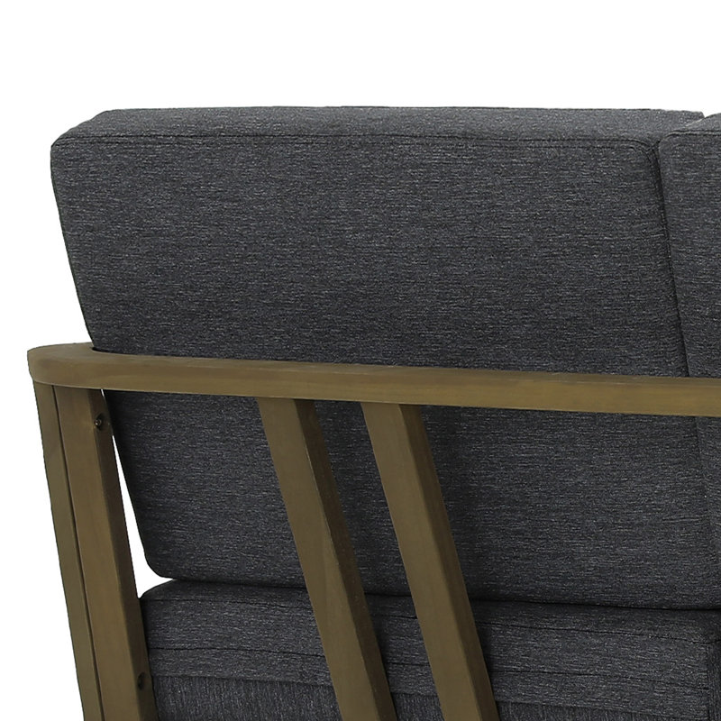 Causeuse d'extérieur en bois de teck avec coussin et accoudoirs Clinkscales, Gris foncé, Brun