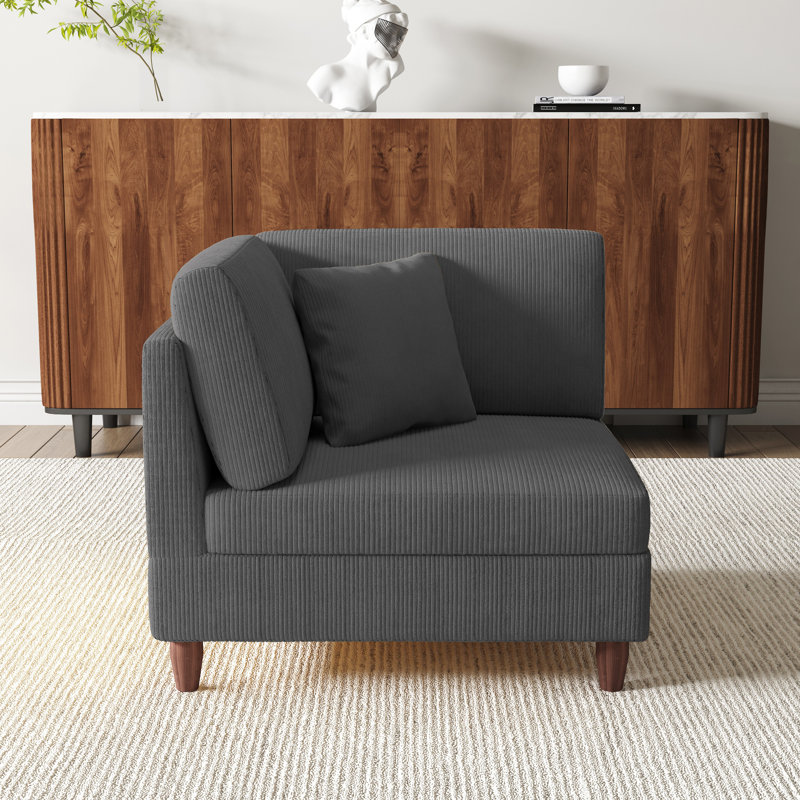 Mordecai 95Cm Wide Side Chair, Grey Corduroy