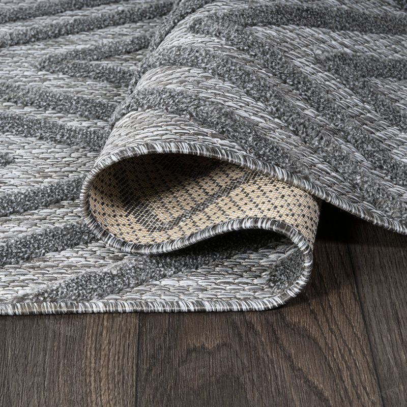 Tapis intérieur / extérieur gris foncé Fierros, Carré 5 pi 3 po
