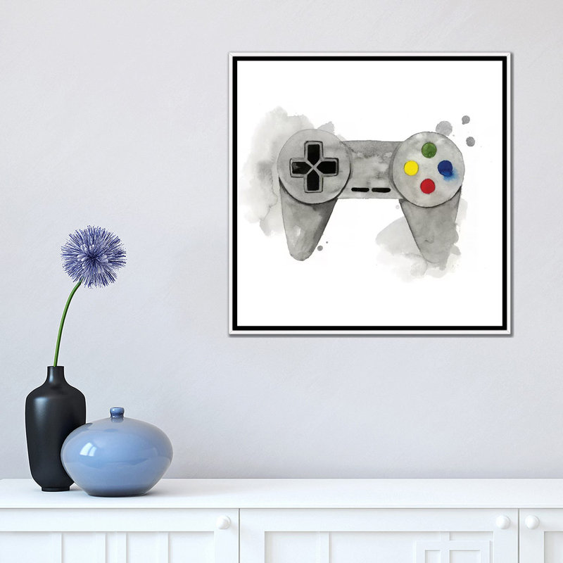 « Gamer III » par Grace Popp-impression d’art graphique, Pas de tapis, H 18 po x l 18 po x 1,5 po, Toile blanche encadrée