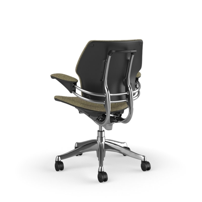 Freedom Ergonomic Task Chair - Coda, Standard Duron Arms with Textile, Sage - 0222, Polished Aluminum with Graphite Trim