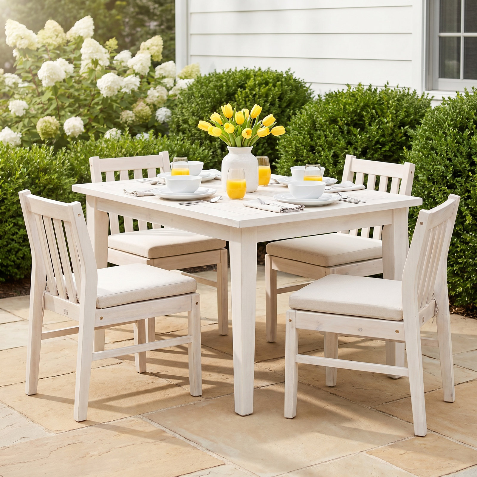 Amina 64'' Rectangular 4-Person Outdoor Dining Set with Cushions