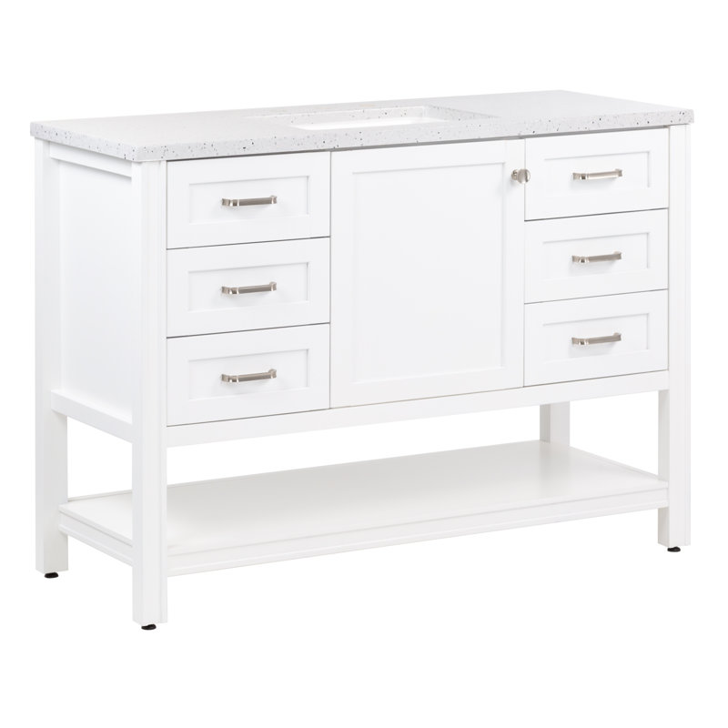 Ensemble de meuble-lavabo simple 48 po Nuri, Blanc, Frêne argenté