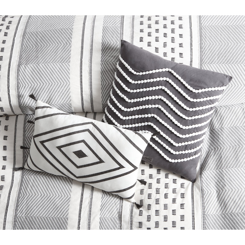 Ensemble d'édredon 5 pièces 100% coton, Édredon très grand, 2 taies et 2 coussins décor
