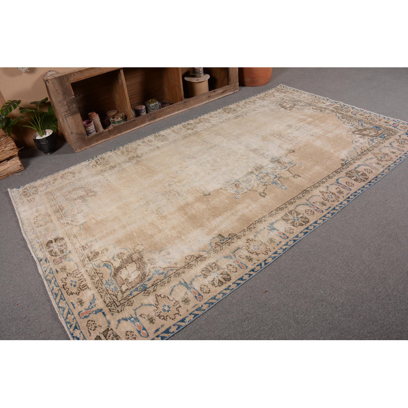 Grand tapis 5,3 x 9,4 pi, tapis turc, tapis de chambre à coucher, tapis aztèque, tapis rétro, tapis beige, tapis de cuisine