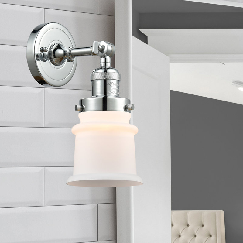 Bartolmeu Armed Sconce, Matte White Cased, Polished Chrome, Bulb Not Included
