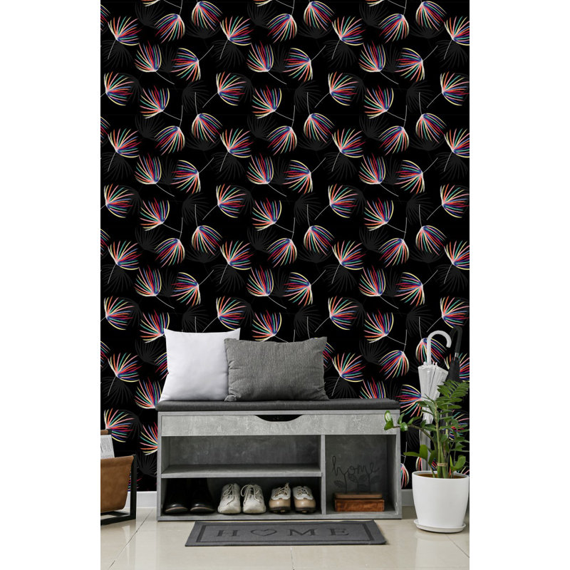 Multicoloured Exotic Leaves Wallpaper