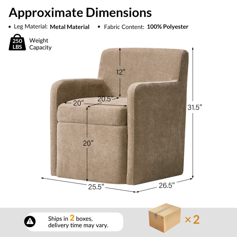 Gosselin Modern Storage Dining Chair with Casters, Sand
