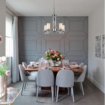 5-Light Silver Chandelier With Clear Glass Shades