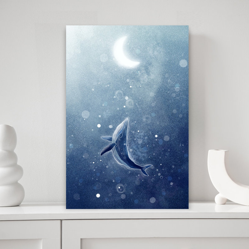 «Celestial Whale Dream», art mural paysage côtier abstrait, H 18 po x l 12 po
