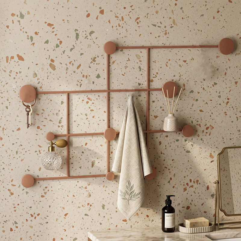 Arlo Modern Geometric 10-Hook Wall-Mounted Coat Rack, Copper