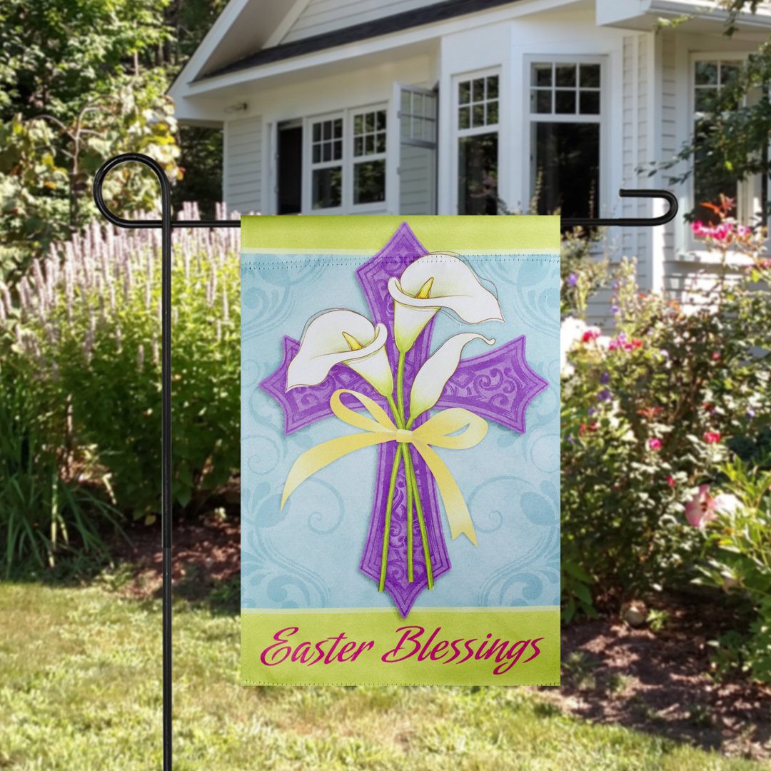Easter Blessings Cross and Lilies Outdoor Garden Flag Northlight Seasonal 