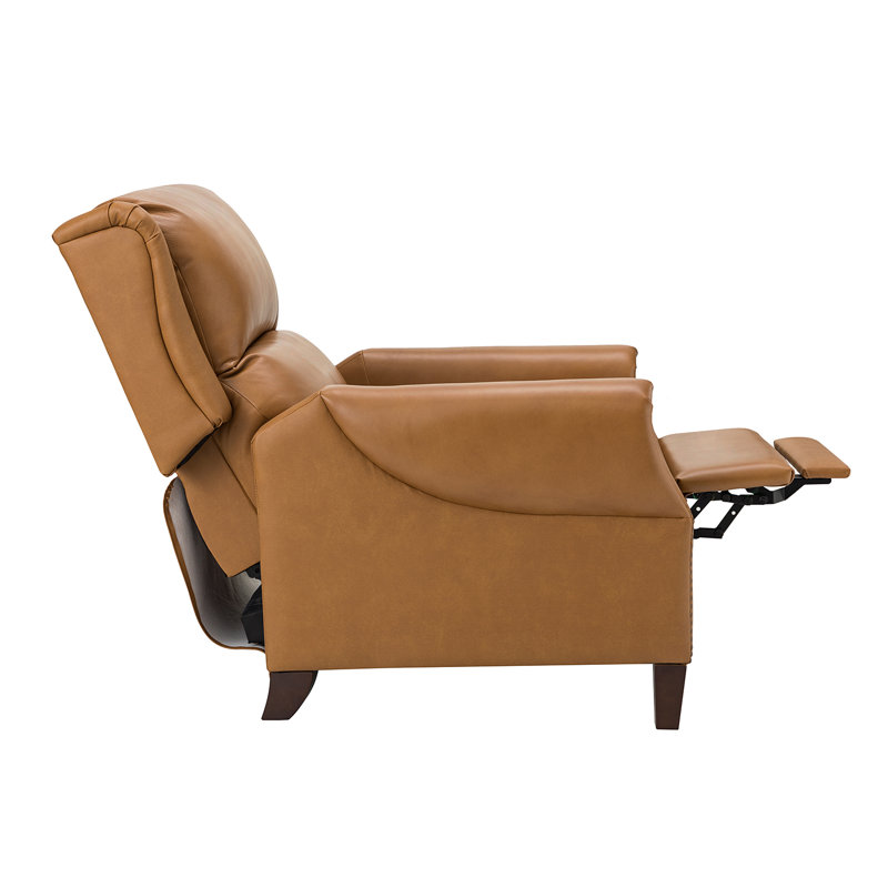 Anneelise 32.68" Wide Genuine Leather Manual Standard Recliner, Camel Top Grain Leather