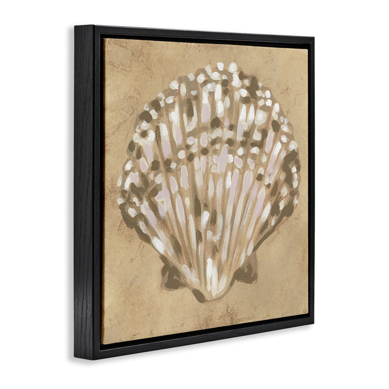 Cadre flottant Earthtone Clam Shell, design par June Erica Vess, Cadre flottant noir de jais, H 18 po x l 18 po