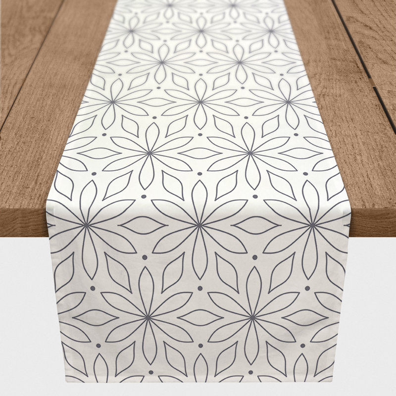 Aislyn Rectangle Floral Polyester Table Runner, 72" x 16", Dark Gray