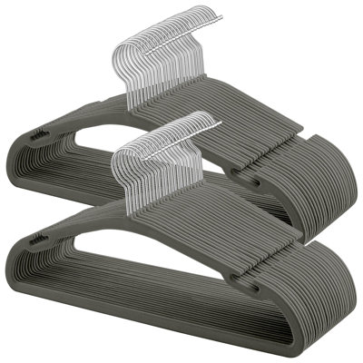 Velvet Hangers 50 Pack, Non-Slip Clothes Hangers, 17 X 8.3 Inches, Coat Hangers With Wide Shoulder Notches, Pants Bar, 360° Swivel Hook, Space-Saving, For Closet