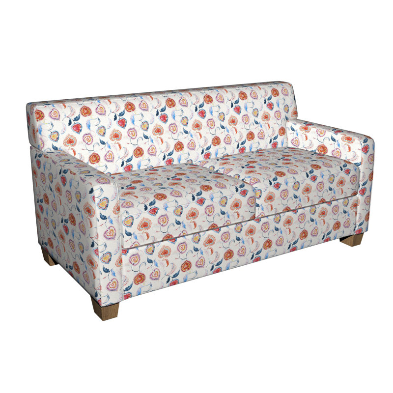 Tissu à imprimé floral, Orange / Bleu