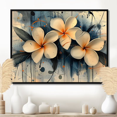 «Golden River of Aqua Plumeria Blossom III», art mural Plumeria