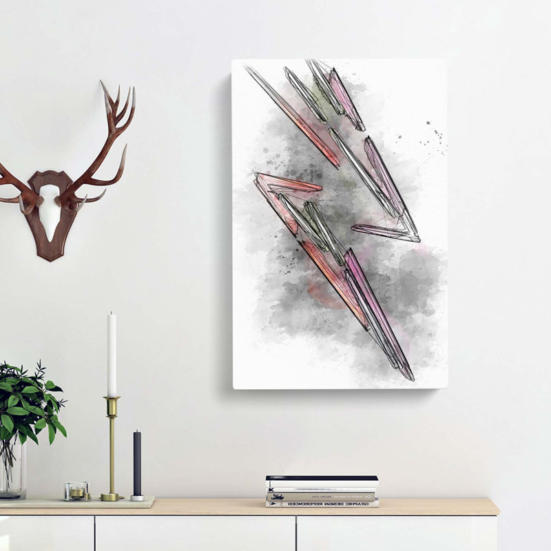 Neon Lightning Bolt In Abstract - Wrapped Canvas, 91cm H x 60cm W x 3cm D