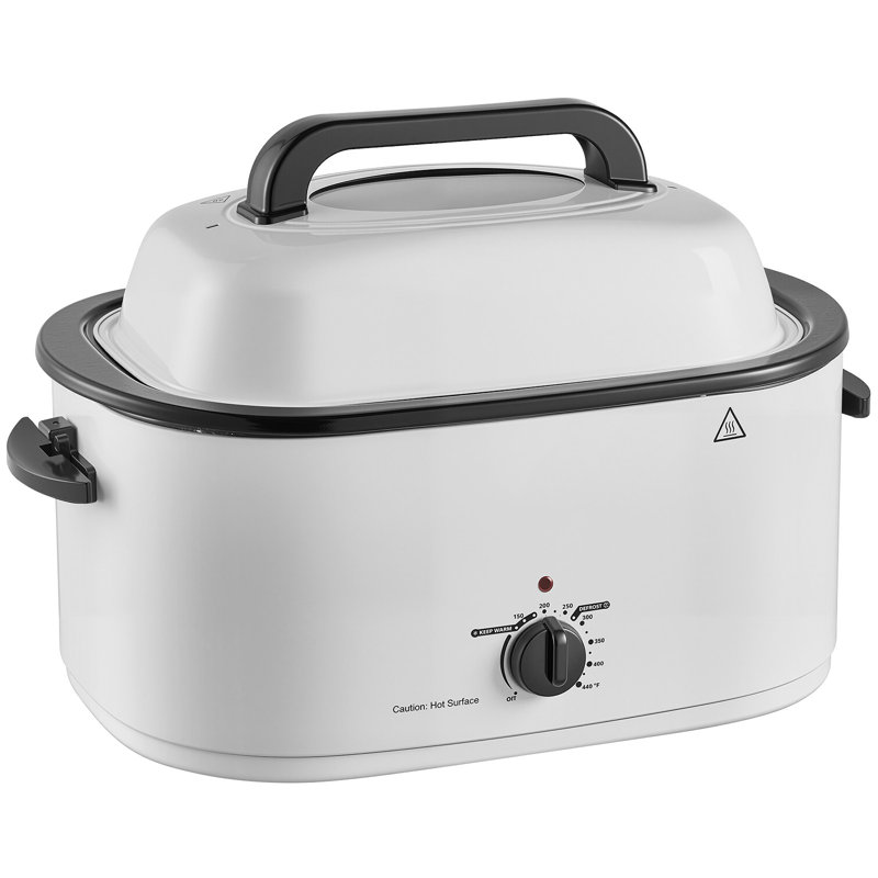 Electric Roaster Oven, 26 Qt, Turkey Roasting Pan, White, 1450W Power, Self-Basting Lid with Viewing Window, 150-450°F Adjustable Heat, Countertop Cooker with Defrost/Warm Functions, Removable Pan and Rack