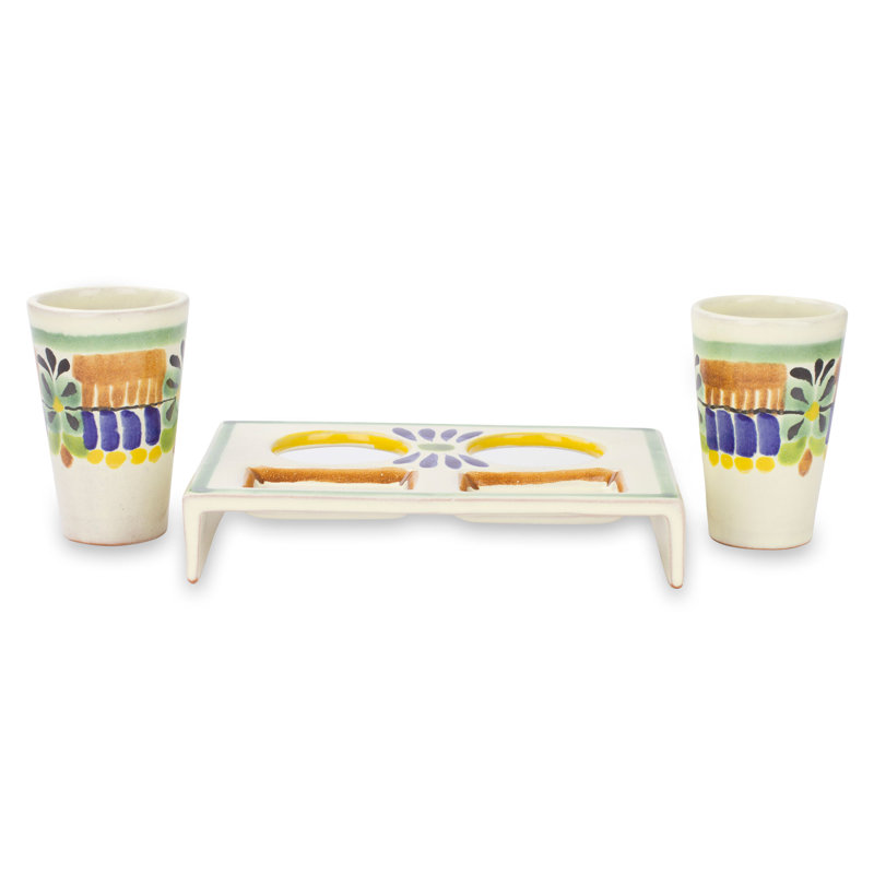 Martel Acapulco Majolica, 3 pièces, 2 oz Ensemble de verres en céramique