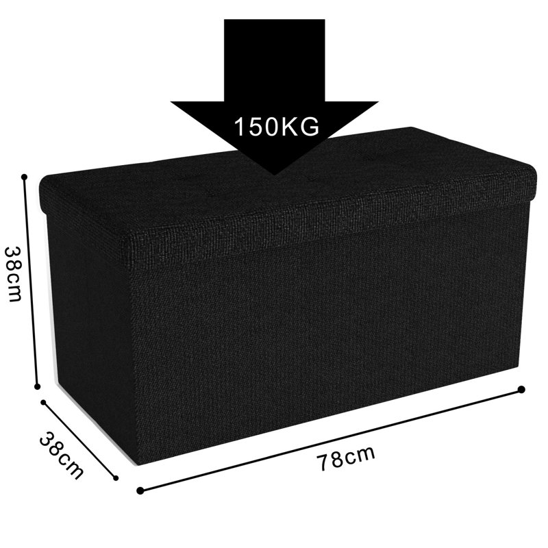 Rudasill 76cm Wide Rectangle Footstool Ottoman with Storage, Black