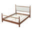 Grand lit plateforme moderne rembourré, fabrication en bois massif brun riche, aucun sommier tapissier nécessaire pour les chambres principales ou d'invités