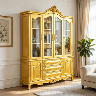 bibliothèque de luxe sculptée de style américain