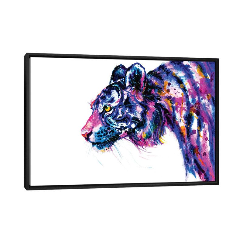 «Tiger Glance», reproduction sur toile, H 18 po x l 26 po x P 1,5 po, Toile avec cadre noir, Pas de tapis
