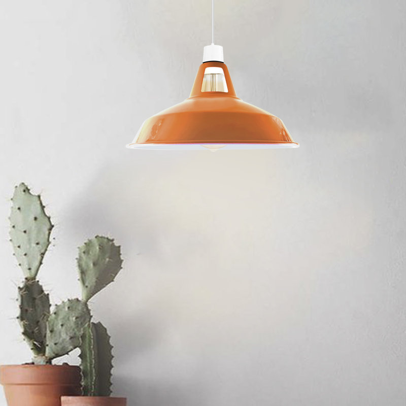 16cm H Metal Bowl Lamp Shade, Orange