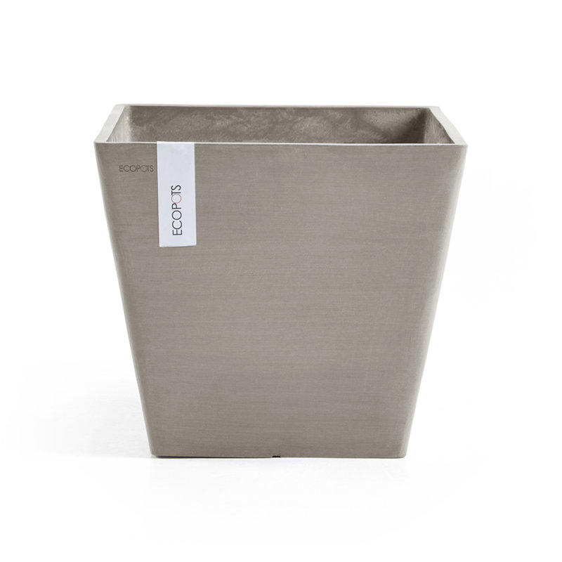 Taupe Recycled Plastic Square Indoor/Outdoor Planter, 8"