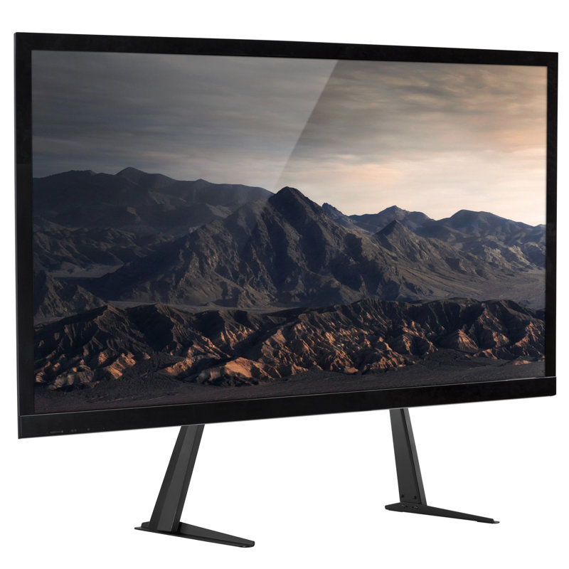 Black Heavy Duty Steel Tilting Tabletop TV Stand with Riser