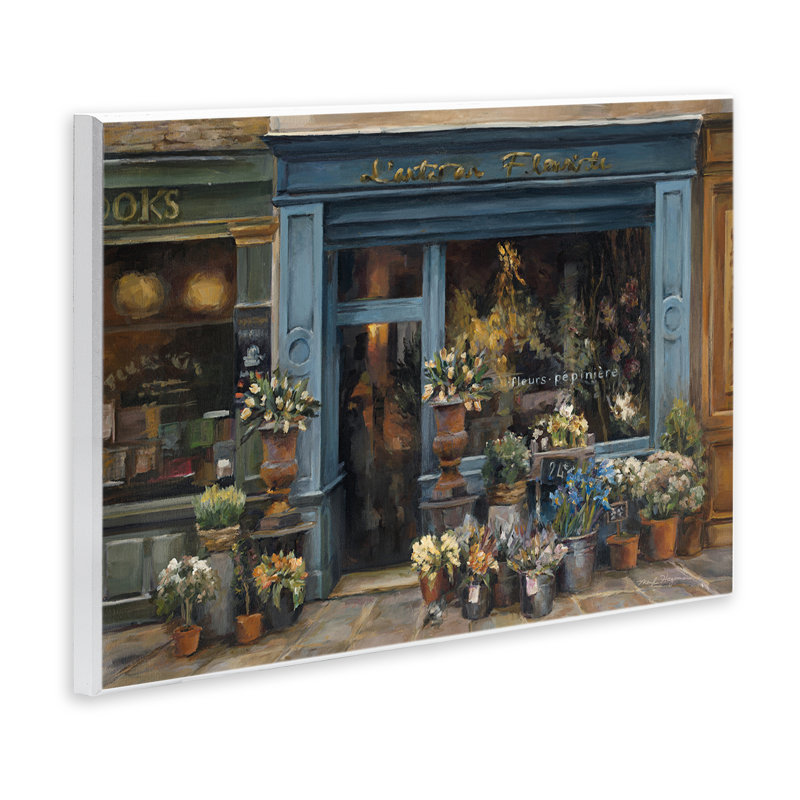 Art mural sur une façade de fleuriste en ville par Marilyn Hageman, H 10 po x l 15 po