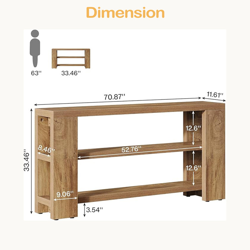 Sofa Table,3-Tier Side Table,Console Table