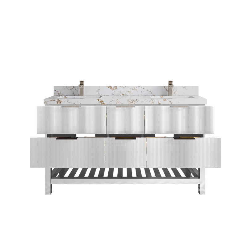 Meuble-lavabo double 60 po avec plateau Catalina