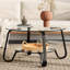 Table basse en verre trempé à double couche avec cadre en métal de conception rétro, 31,5 po *, polyvalente pour différentes utilisations. Conception rétro, simple à nettoyer et à gérer-1104909855
