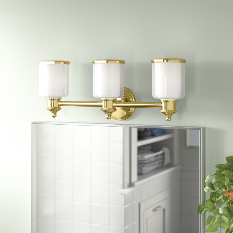 Éclairage pour salle de bain à intensité variable 3 lumières Messick, Laiton poli